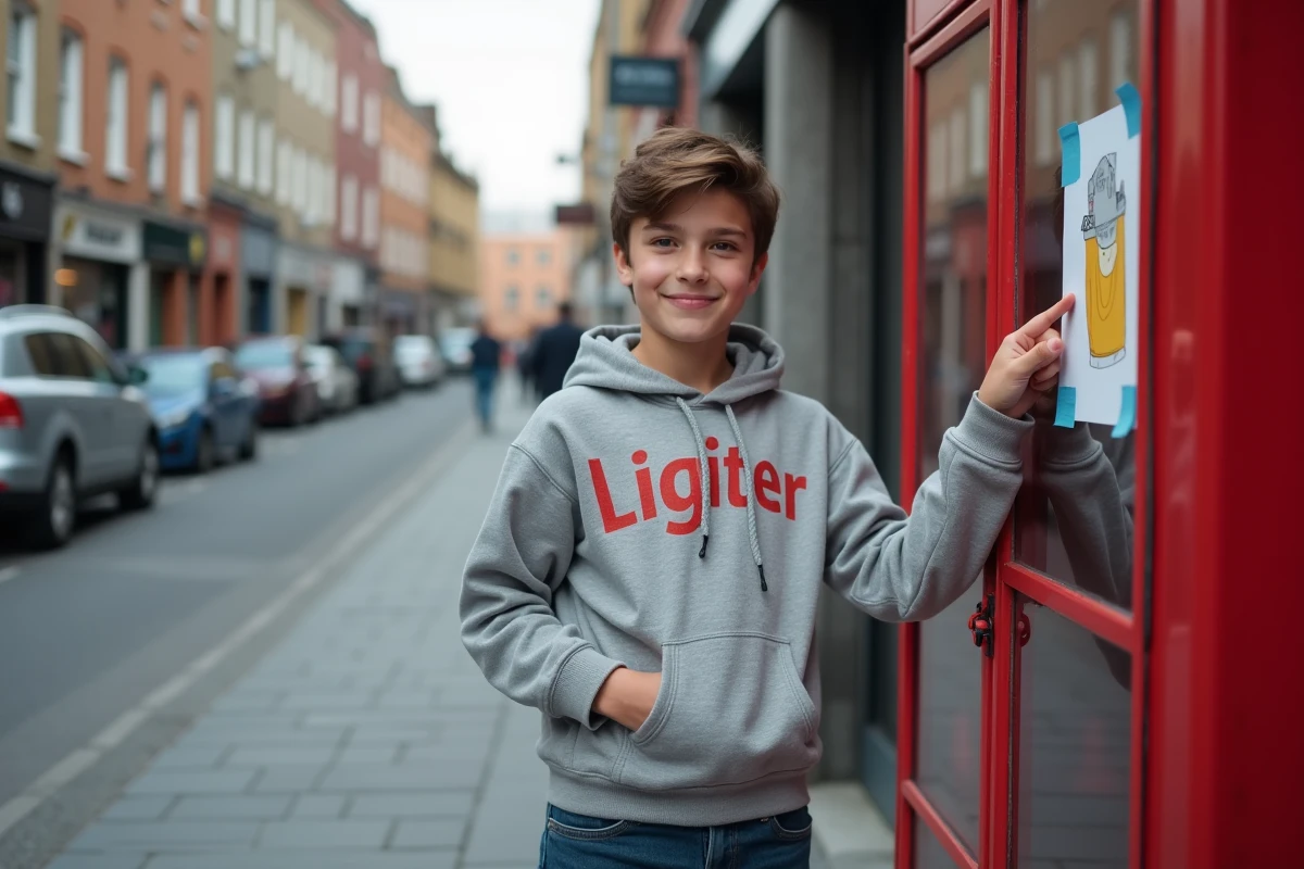 Adolescent en rue avec note illustrée pour apprendre l