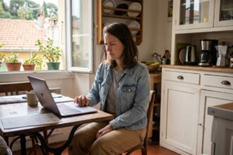 Femme décontractée dans son appartement à Nice