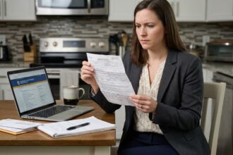 Femme d affaires regardant un ticket de stationnement