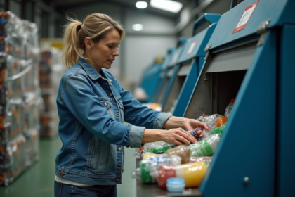 Femme néerlandaise en travail recyclant des plastiques