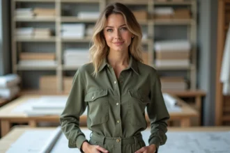 Femme en tenue moderne dans un studio de design créatif