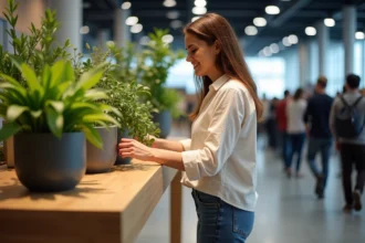 Visiteurs explorant les tendances de l'habitat au Salon de Chambéry