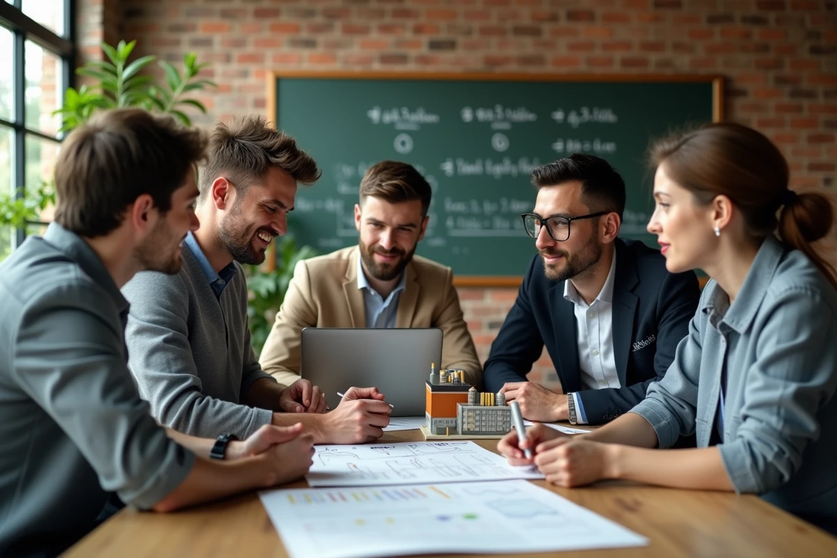 Groupe diversifié de collègues discutant autour d