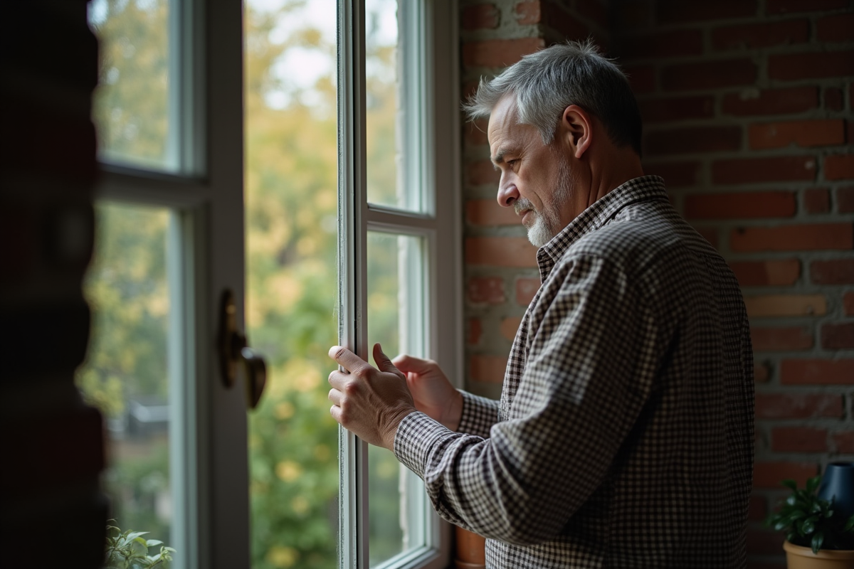 Homme inspectant un vêtement rétro dans un appartement urbain