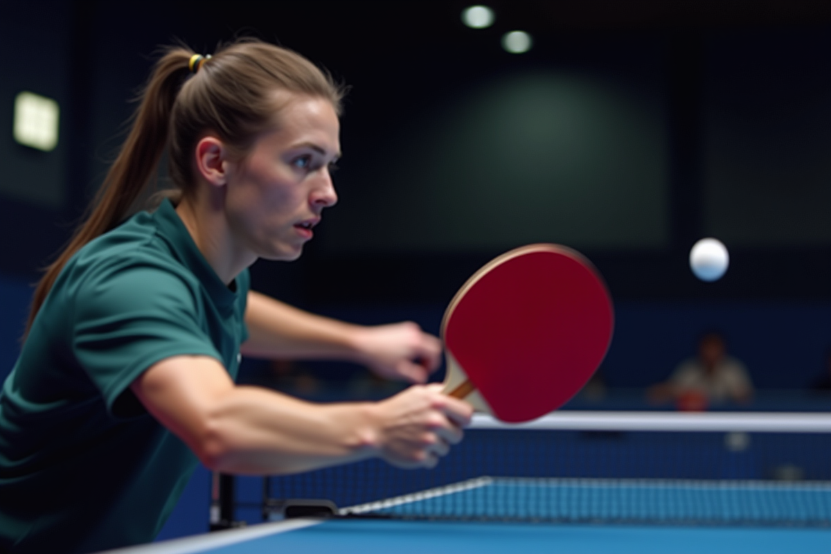 Joueur de tennis de table en action avec raquette 7star