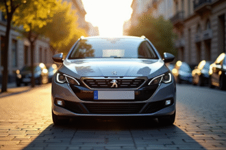 Peugeot 308 GT Line automatique en ville en plein jour
