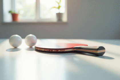 Raquette de tennis de table 7star sur table blanche