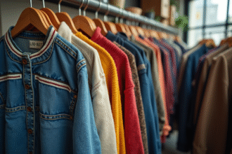 Rayon de friperie tendance avec vêtements organisés