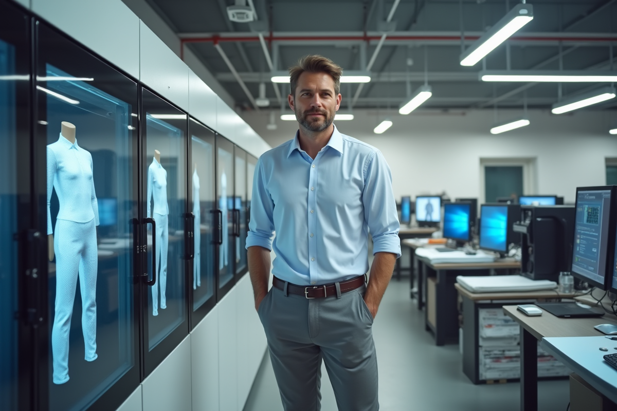 Technologue mode contrôlant imprimante 3D et prototypes virtuels